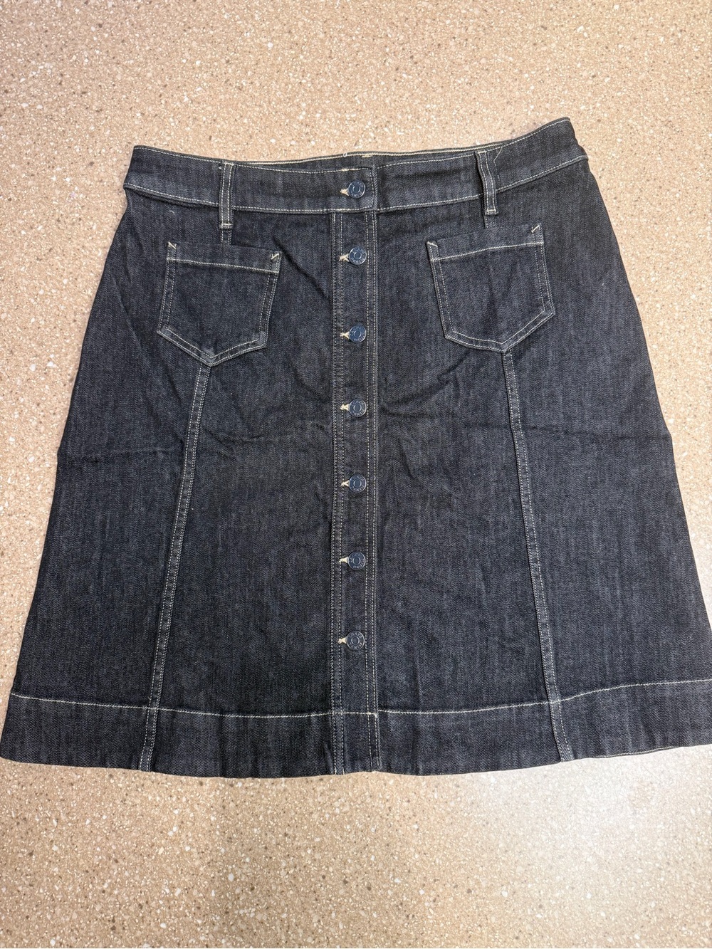 Chaps Dark Denim Button-Front Midi Skirt